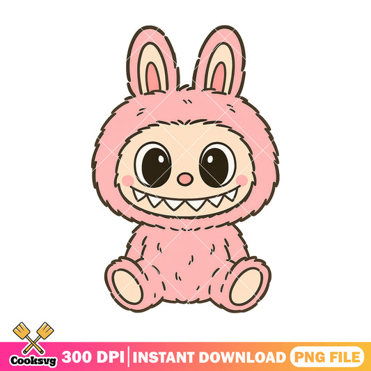 Labubu sitting png, hehe labubu png, happy labubu​ ​png