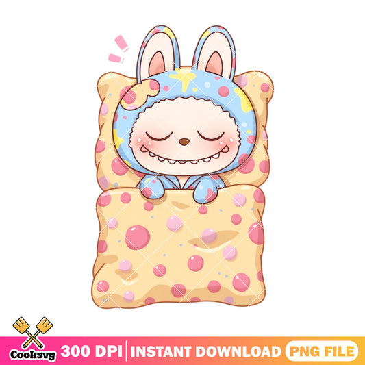 Labubu sleeping design png, labubu happy png, labubu cute png