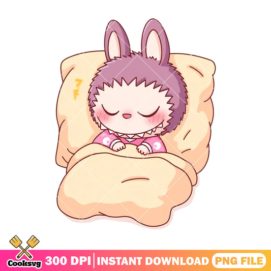 Labubu sleeping design png, labubu pink png, labubu happy png