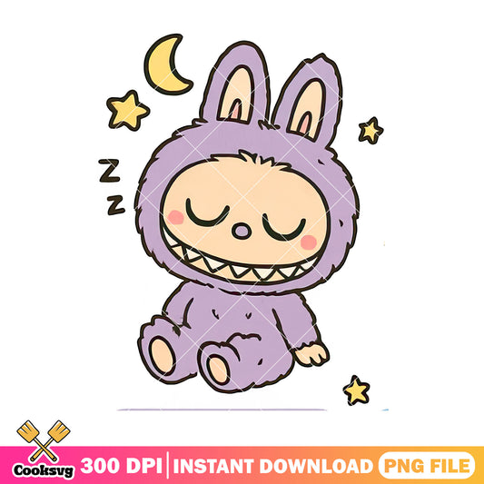 Labubu sleeping png, monster labubu png, labubu purple ​png