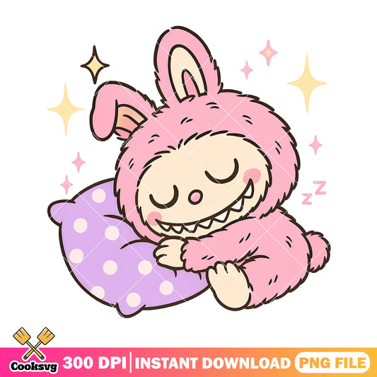 Labubu sleeps png, pink labubu png, labubu near me ​png