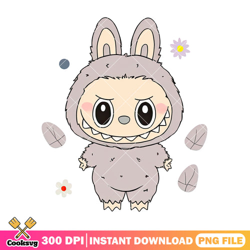Labubu smiles png, labubu grey png, popmart labubu png
