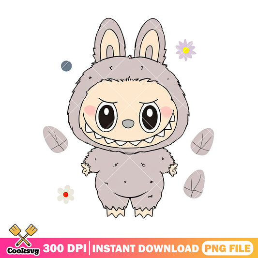 Labubu smiles png, labubu grey png, popmart labubu ​png