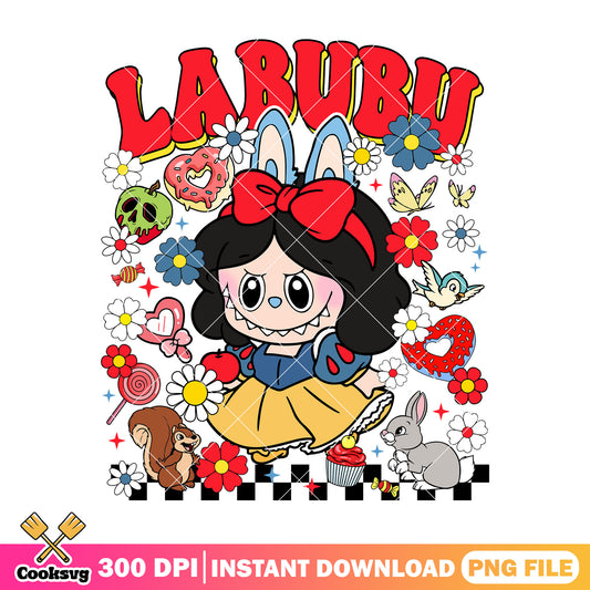 Labubu snow white princess png, labubu happy png, love labubu​ png