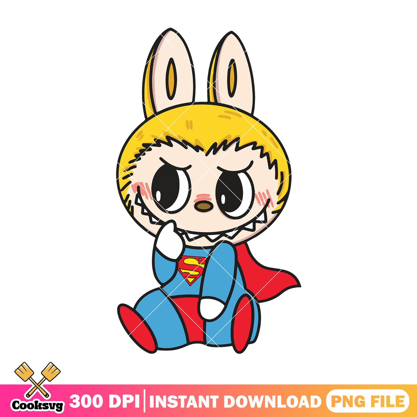 Labubu superman outfit png, labubu yellow png, labubu monster png