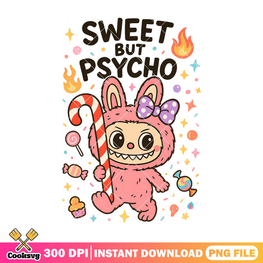 Labubu sweet but psycho png, labubu quote png, labubu candy​ png