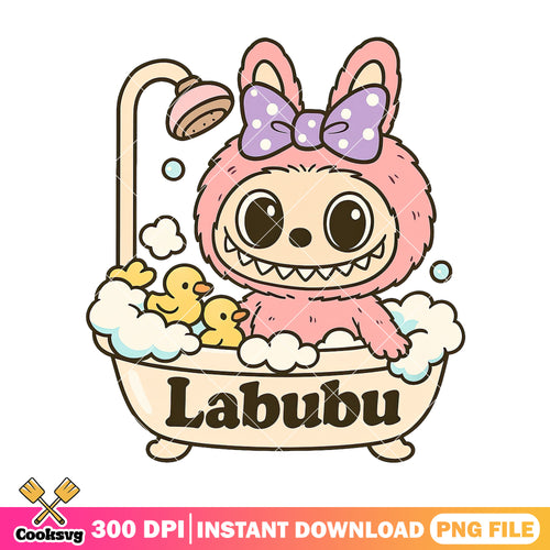 Labubu taking shower png, labubu plush png, labubu art png