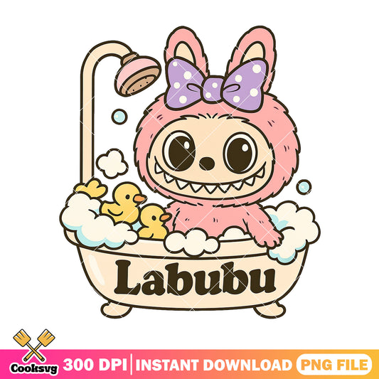 Labubu taking shower png, labubu plush png, labubu art png