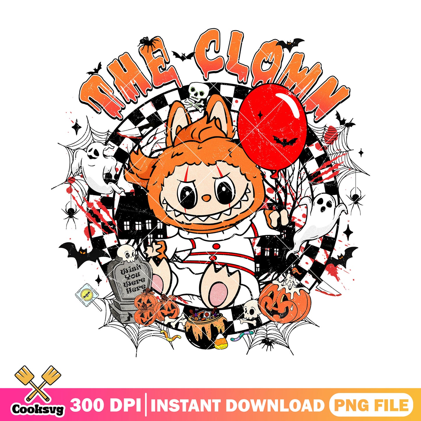 Labubu the clown png, pennywise costume​​ png, labubu original png