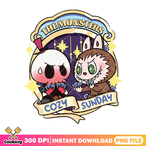 Labubu the monster cozy sunday png, labubu cute png, labuubuu png