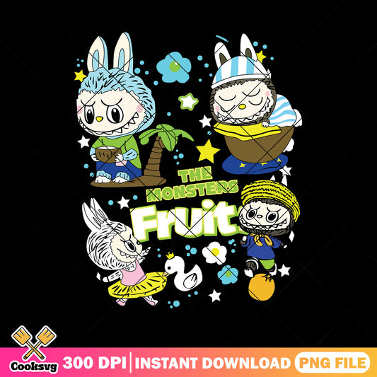 Labubu the monster fruit png, labubu macaron png, the monster labubu png