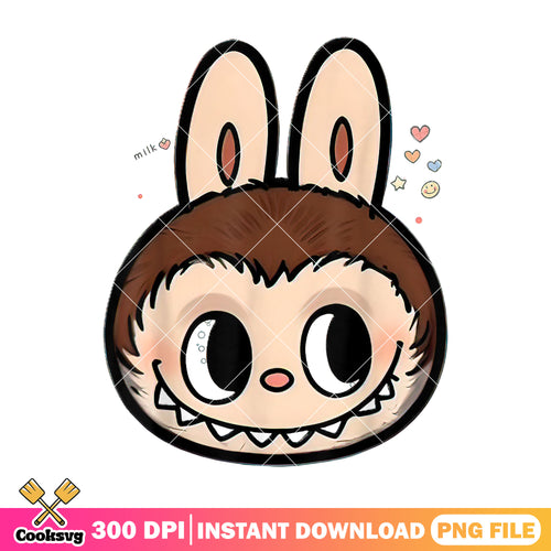 Labubu the monster head png, labubu face png, labubu near me png