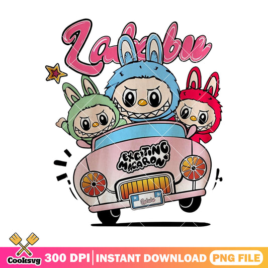 Labubu the monster in the car png, labubu monster doll​ png