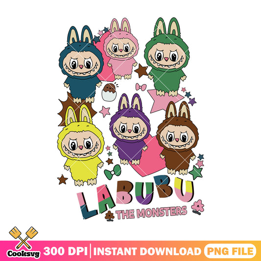 Labubu the monster team png, labubu dolls png, pop mart labubu png