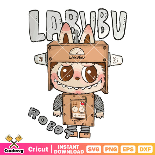 Labubu the robot style svg, labubu dolls svg, labubu robot svg