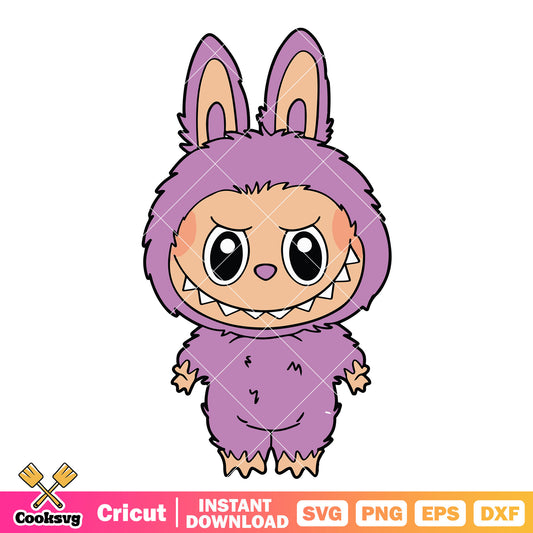 Labubu toys purple skin svg, labubu doll​ svg, labubu toys​ svg