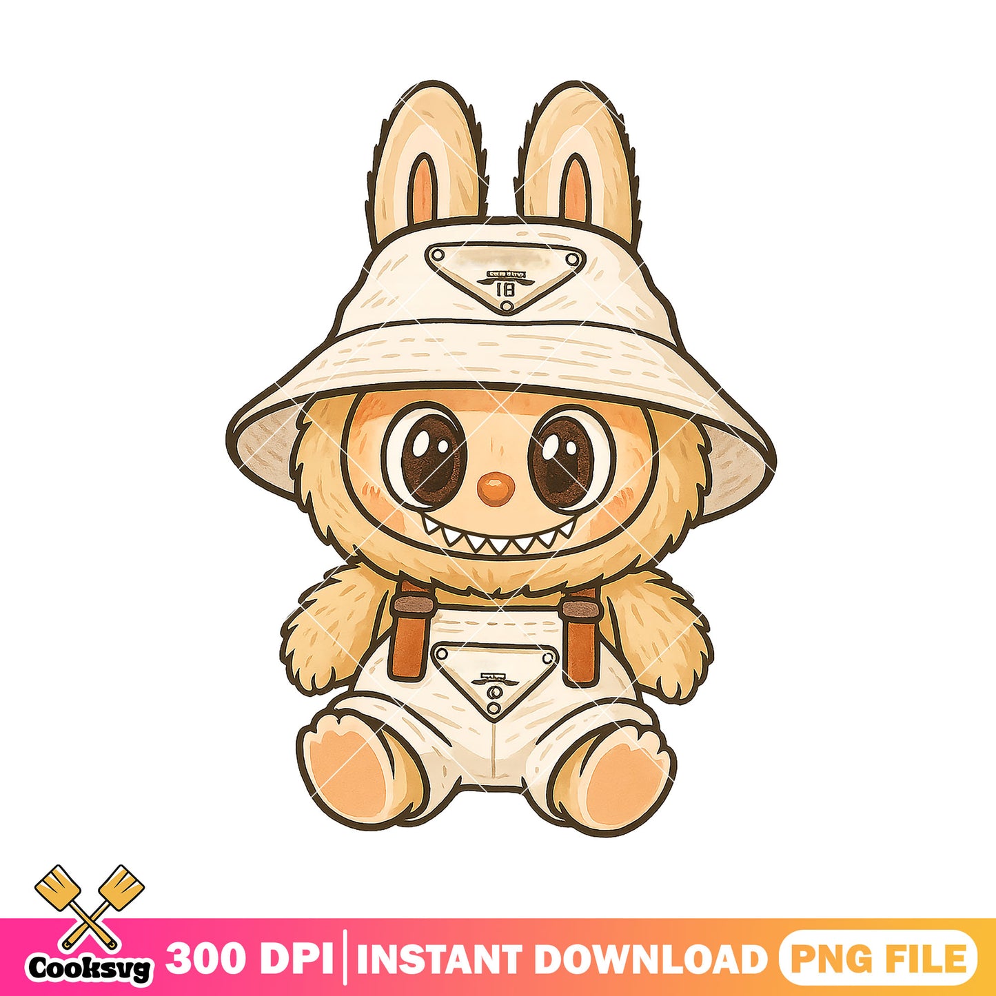 Labubu white overalls png, labubu baby png, cute labubu png