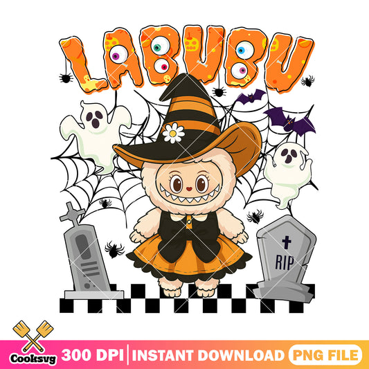 Labubu witch costume png, labubu halloween png, witch halloween png