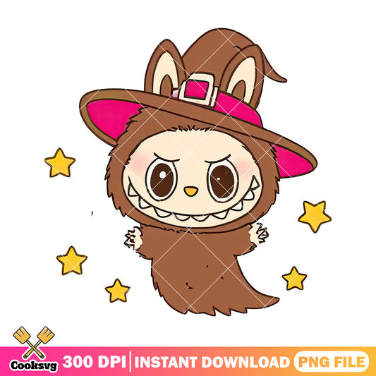 Labubu witch ghost png, labubu plush png, labubu brown ​png