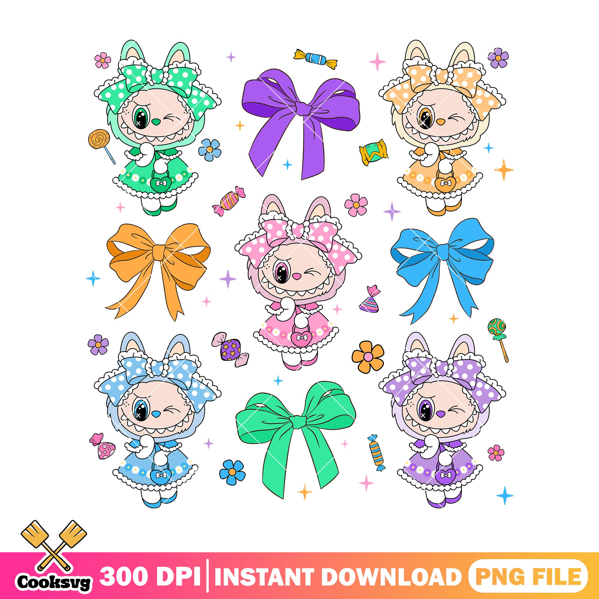 Labubu with different dresses png, labubu cute png, labubu png – Cooksvg