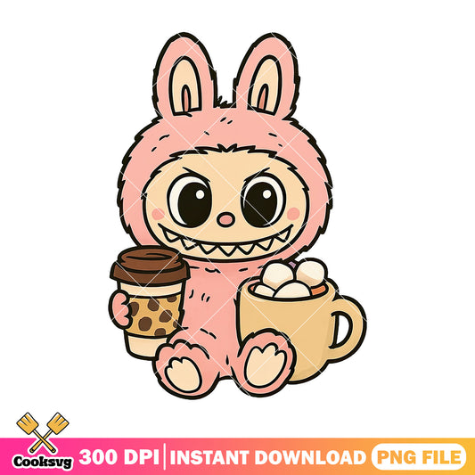 Labubu with drinks png, labubu reddit​ png, labubu ​png