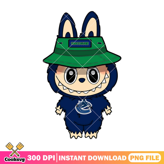 Labubu with green hat png, vancouver canucks png, labubu hehe png