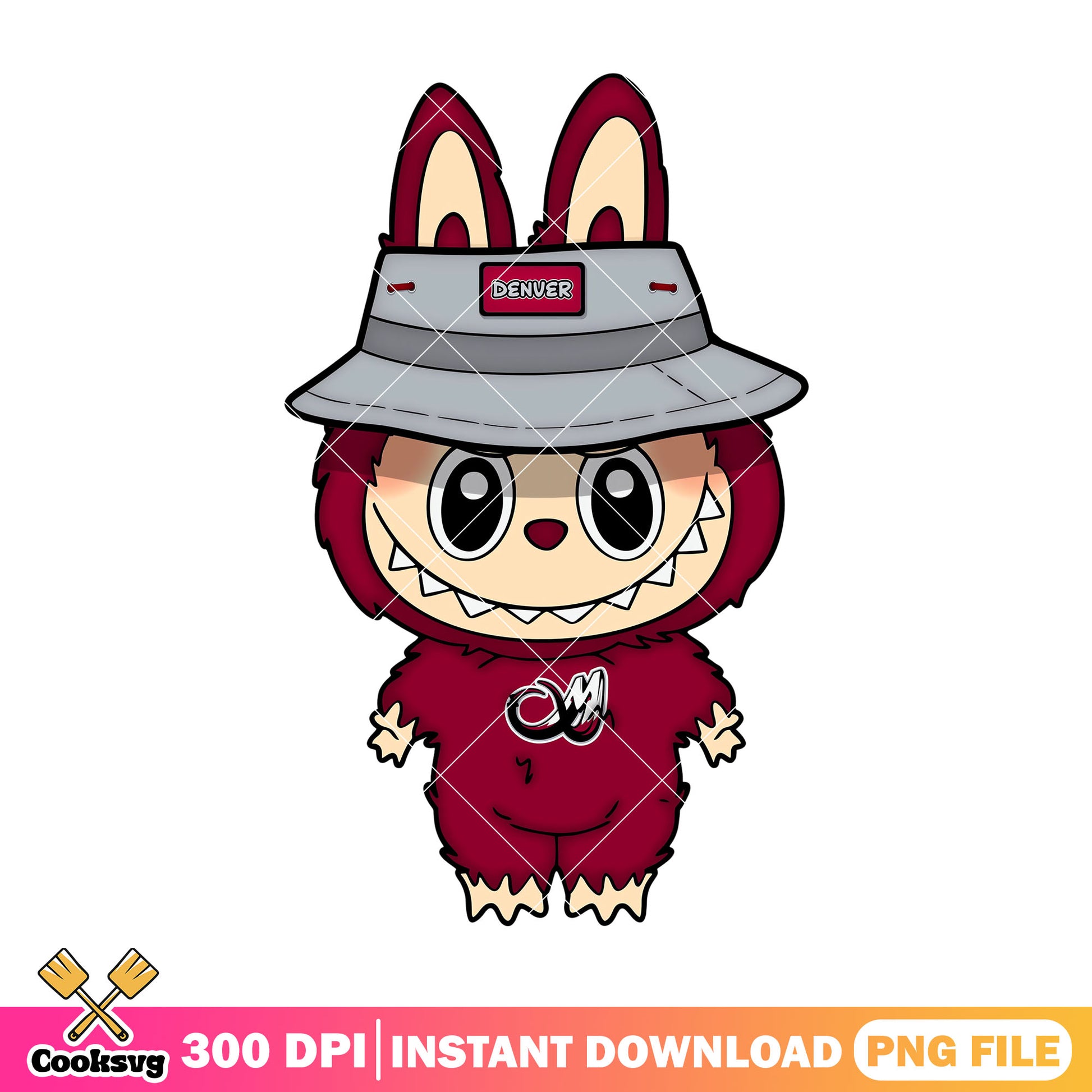 Labubu with grey hat png, denver pioneers png, labubu art png