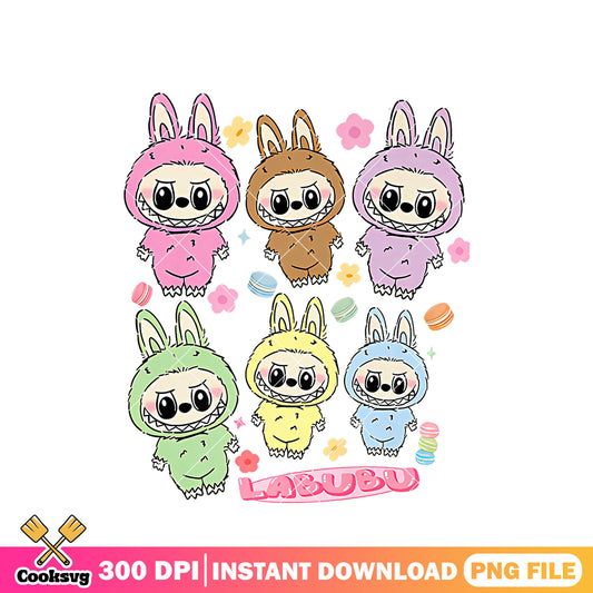Labubu with monster friends file png, the monster labubu png