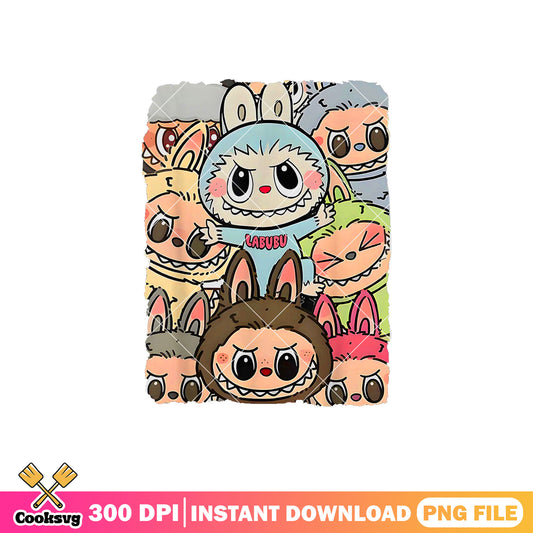 Labubu with monster friends png, the monster labubu png