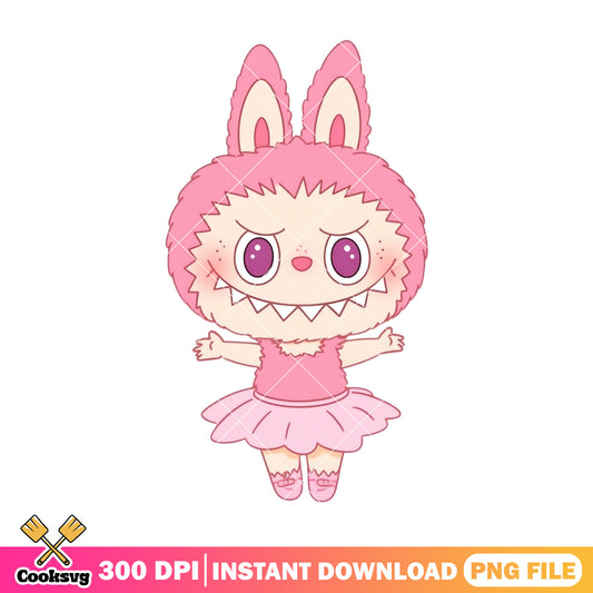 Labubu with nice skirt png, labubu pink png, labubu plush png