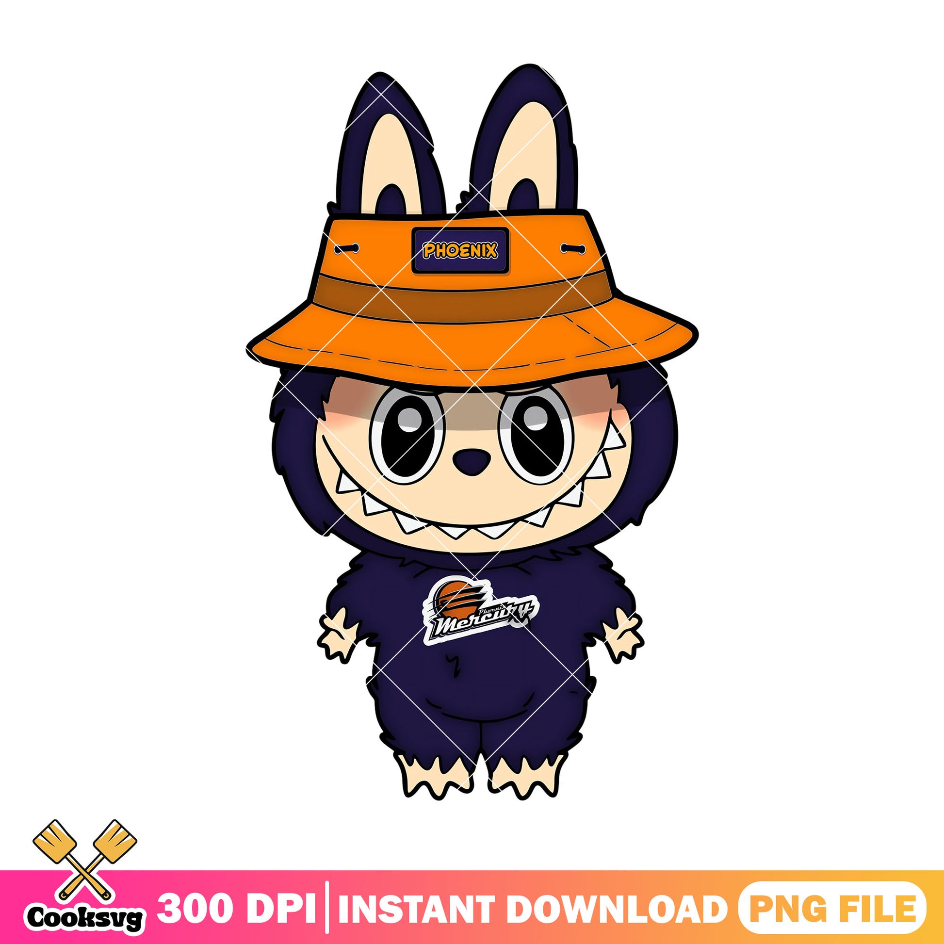 Labubu with orange hat png, labubu standing png, phoenix mercury png