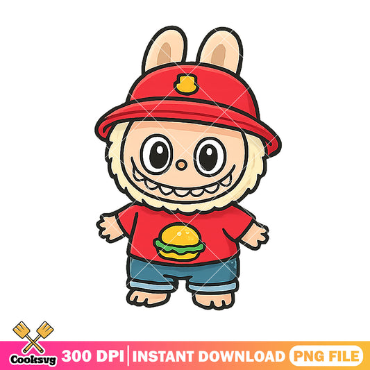Labubu with red hat png, labubu love png, labubu art png