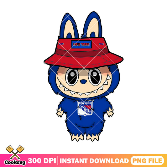 Labubu with red hat png, labubu popmart png, new york rangers png
