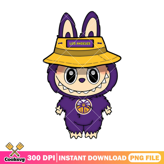 Labubu with yellow hat png, labubu plush png, los angeles sparks png