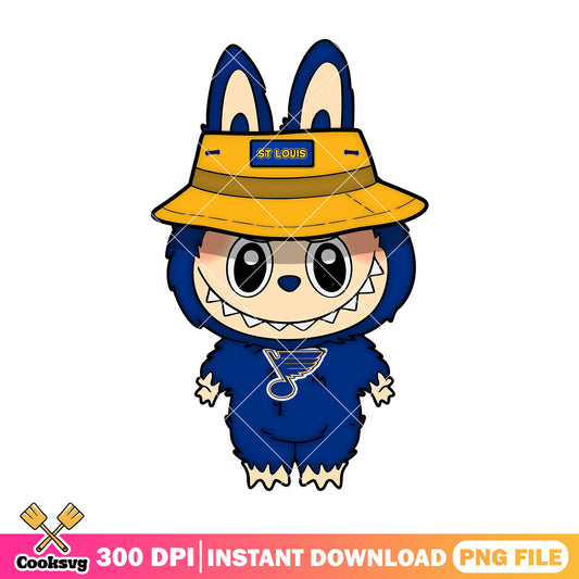 Labubu with yellow hat png, st louis blues png, labubu happy png