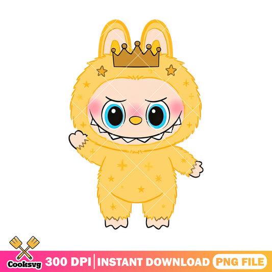 Labubu yellow monster png, labubu king png, labubu popmart png
