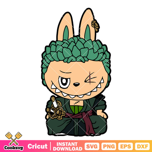 Labubu zoro costume svg, labubu one piece svg, labubu cute svg