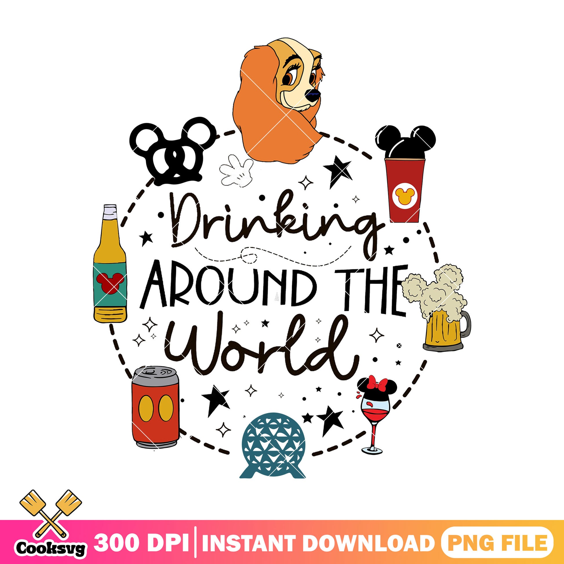 Lady drink world png, lady and the tramp​​ png, disney drinks png