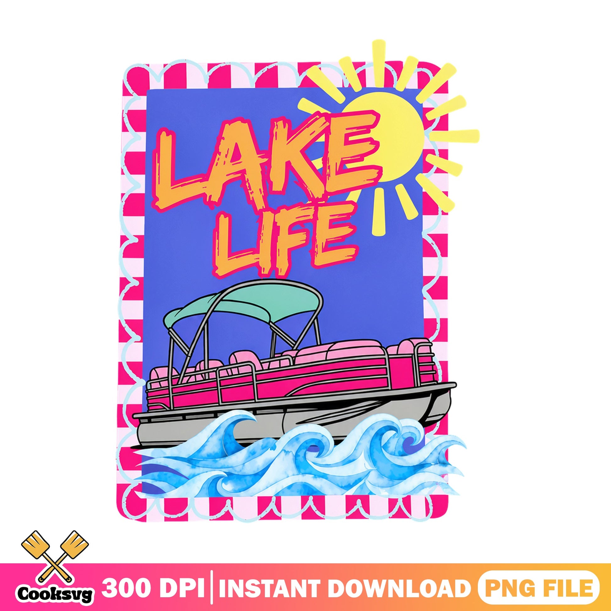 Lake Life Pontoon Boat PNG, Summer Lake PNG, Boat Life PNG