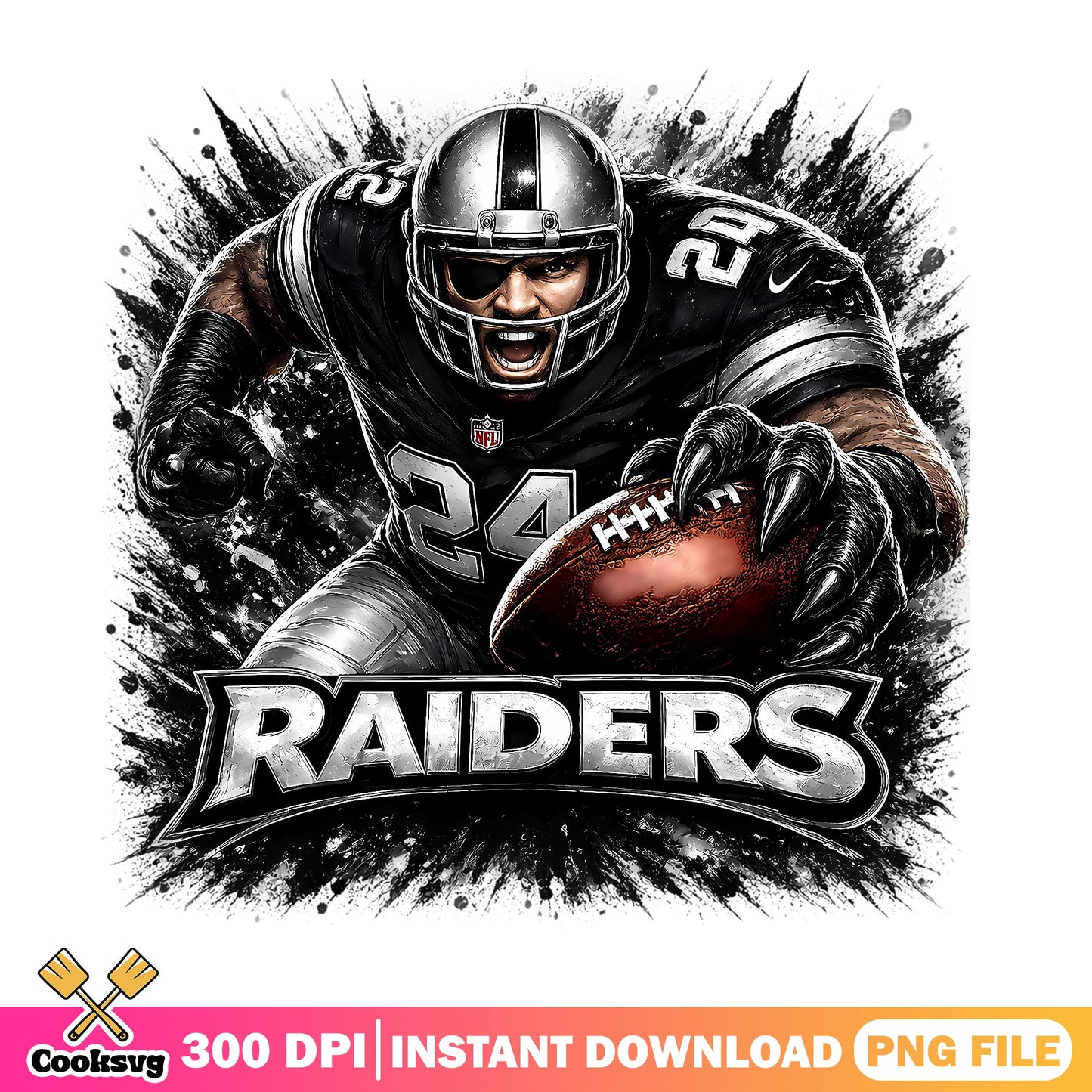 Las Vegas Raiders PNG, NFL Football Player Splatter, PNG
