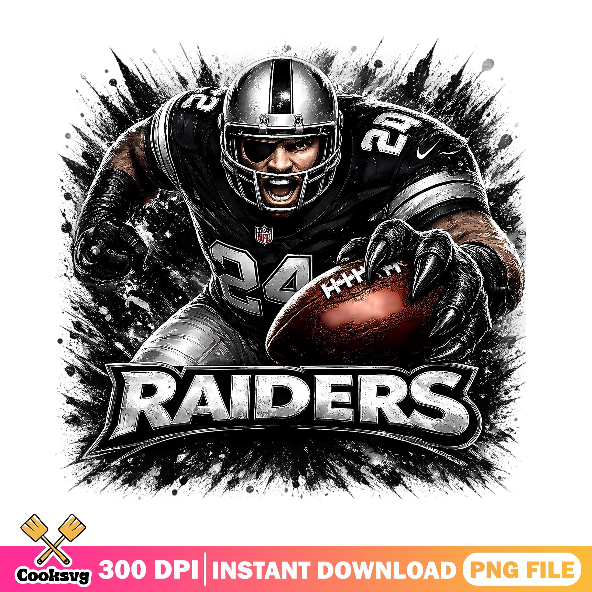 Las Vegas Raiders PNG, NFL Football Player Splatter, PNG
