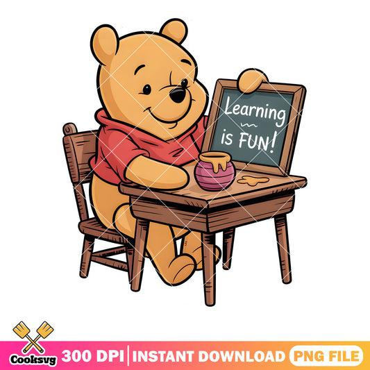 Learning is fun pooh vibes png, honey pot png, disney pooh bear png