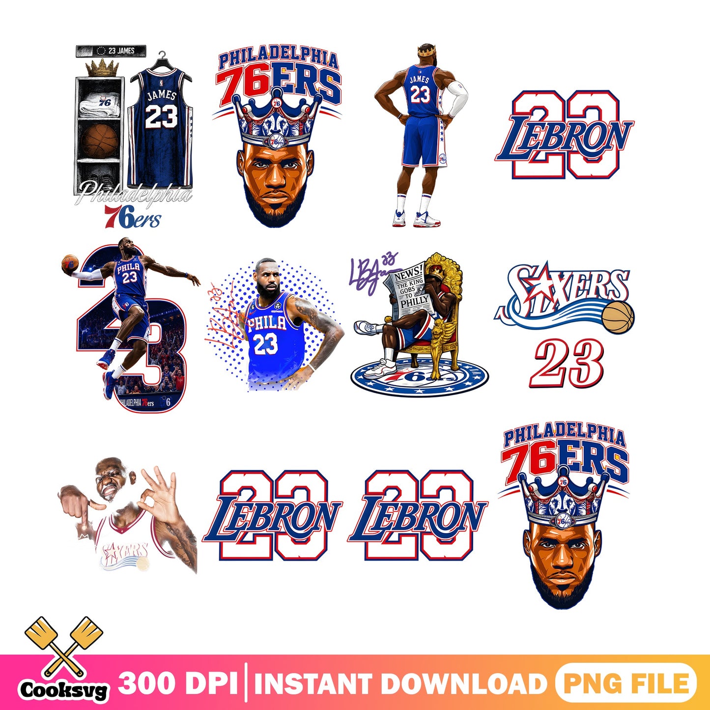 Lebron James 76ers PNG Bundle, Basketball NBA PNG, Sixers PNG