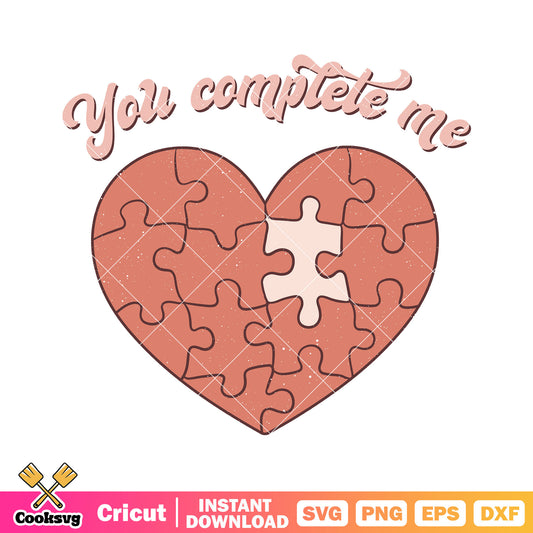 Lego heart you complete me svg, heart valentine svg, valentine day svg