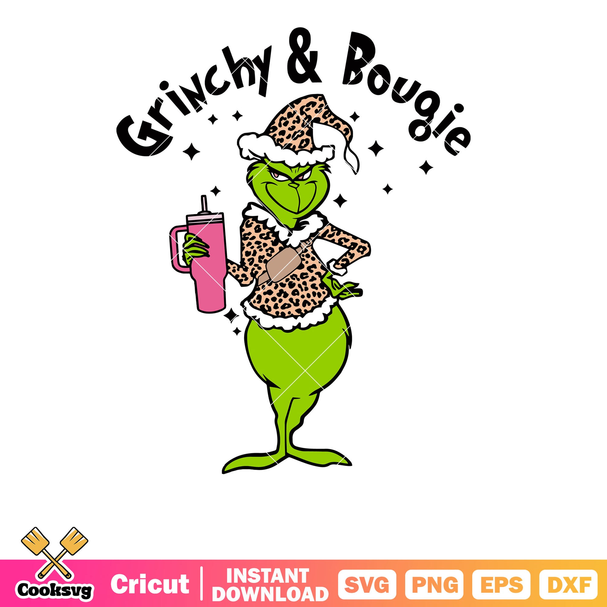 Leopard Grinchy and Bougie svg, bougie grinch svg, the grinch svg