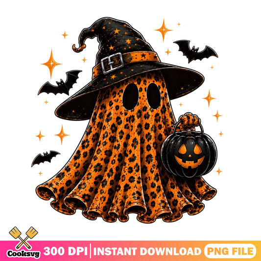 Leopard Ghost Witch Halloween PNG, Spooky Ghost PNG, Halloween PNG
