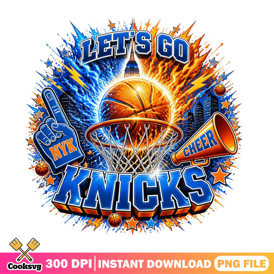 Let's Go Knicks Basketball Fan PNG, NYK Knicks PNG, NBA PNG
