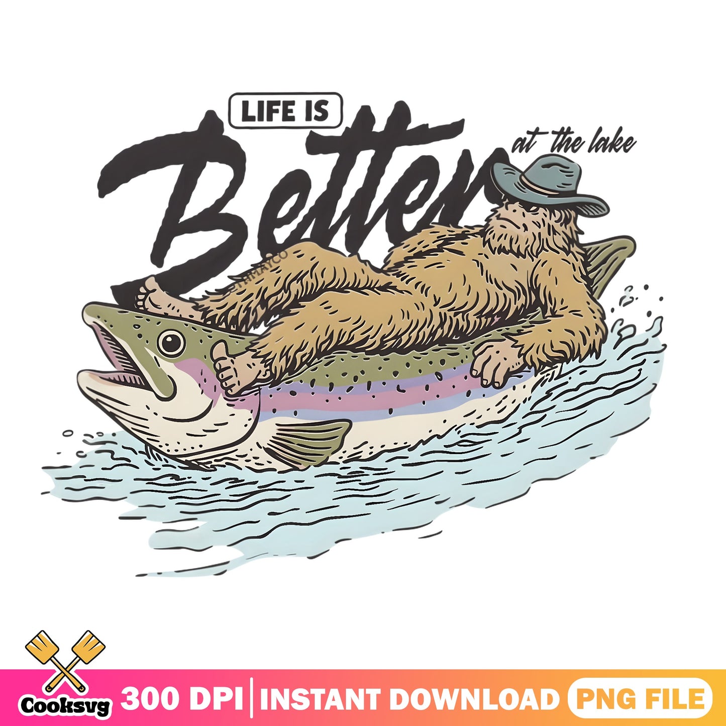 Life Is Better At The Lake Bear PNG, Fishing Bear PNG, Lake PNG