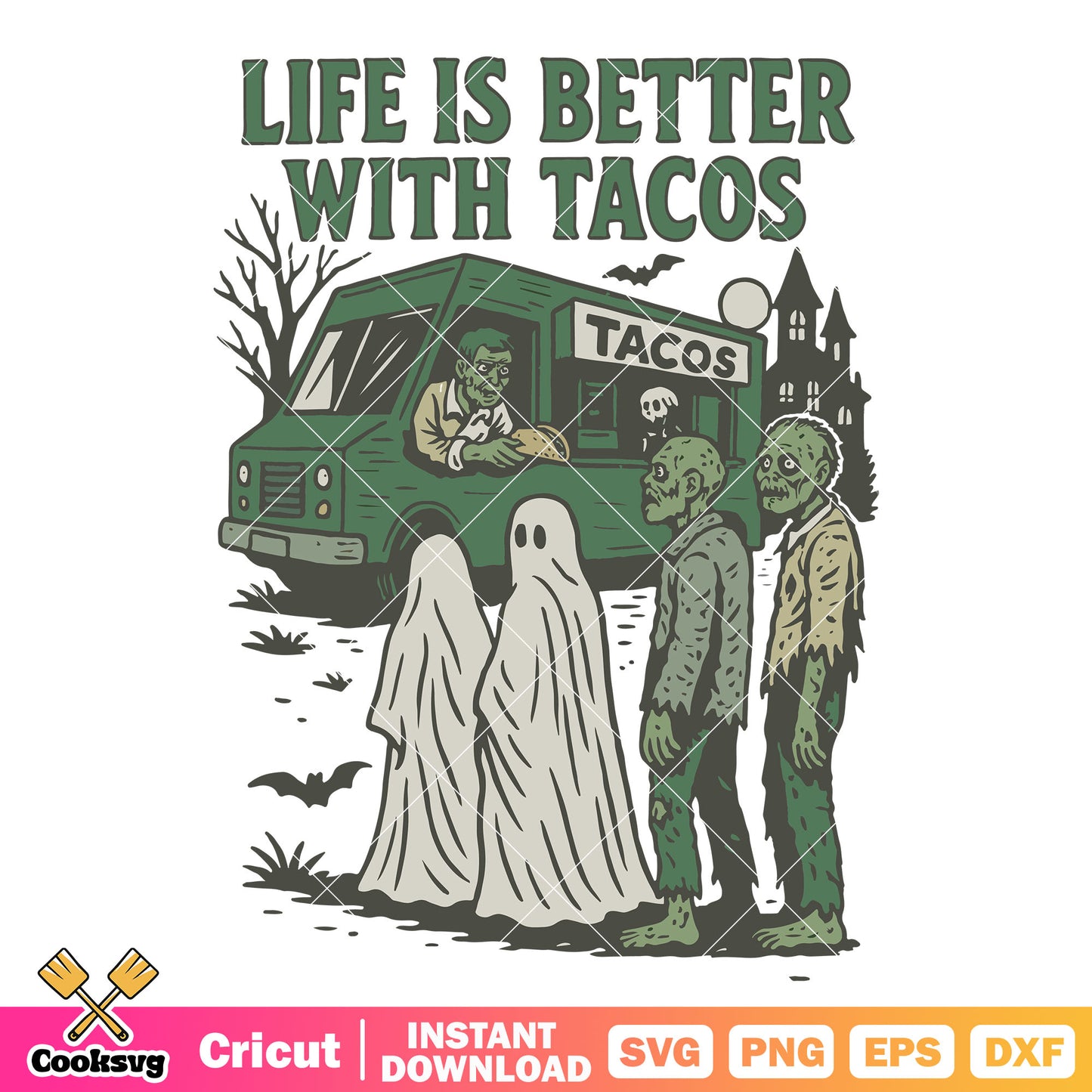 Life is better with tacos svg, halloween tacos svg, zombie halloween svg
