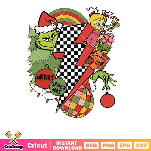 Lightning Bolt Christmas The Grinch And Friend svg, the grinch svg, christmas vibes svg